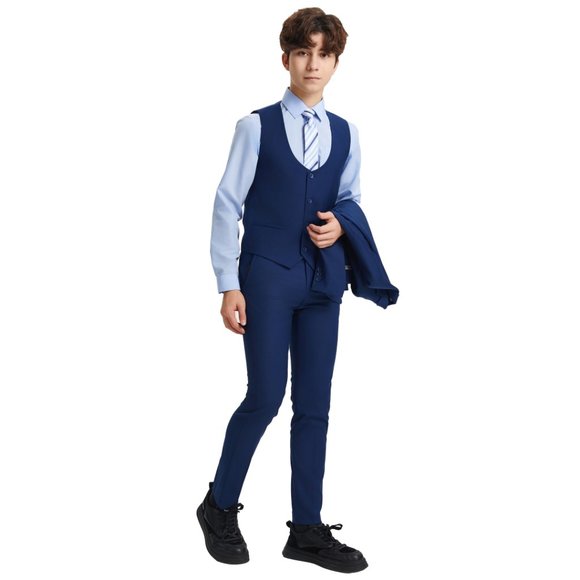 EXCLUSIVE Stacy Adams 5pc Boys Suit Slim-Fit, Indigo - Picture 2 of 5